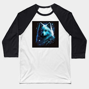 Shiny Blue Samoyed Baseball T-Shirt